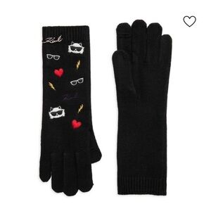 KARL LAGERFELD PARIS Karl Icon-Embroidered Gloves